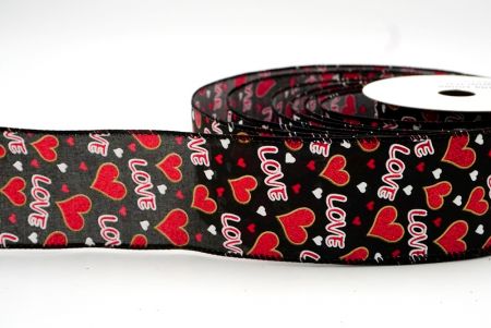 Black_Glittery Valentine Heart and Love Wired Ribbon_KF8522GC-53-53