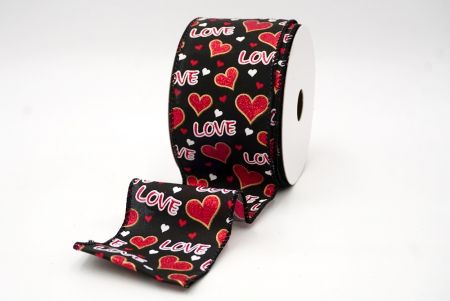 Cuore di San Valentino e Nastro Intrecciato Glitterato Nero_KF8522GC-53-53