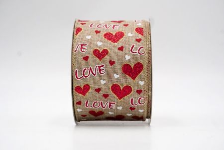 Kaki_Glitterige Valentijnsdag Hart en Liefde Bedrade Lint_KF8523GC-13-183