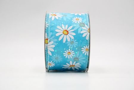 Blau_Schimmernder Glitzernder Weißer Gänseblümchen Blume Drahtband_KF8524GN-12