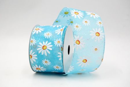 Blau_Schimmernder Glitzernder Weißer Gänseblümchen Blume Drahtband_KF8524GN-12