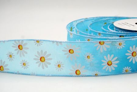 Blau_Schimmernder Weißer Gänseblümchen Blume Drahtband_KF8525GC-12-216