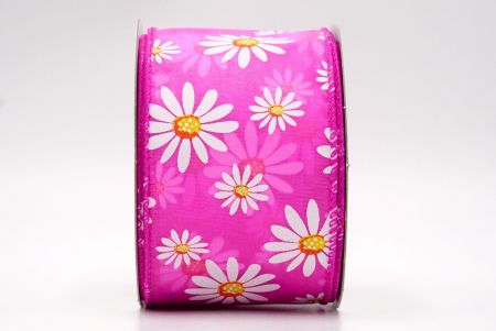 Rosa Fucsia_Cinta de Daisy Blanca con Alambre_KF8525GC-40-40