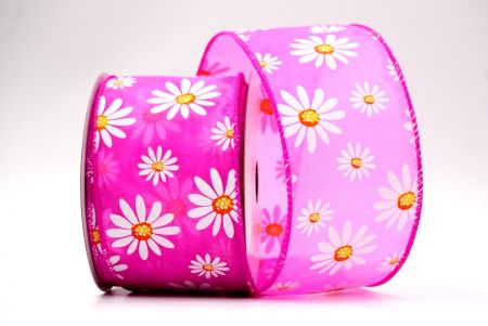 Heißes Pink_Schimmernder Weißer Gänseblümchen Blume Drahtband_KF8525GC-40-40