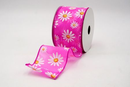 Rosa Fucsia_Cinta de Daisy Blanca con Alambre_KF8525GC-40-40