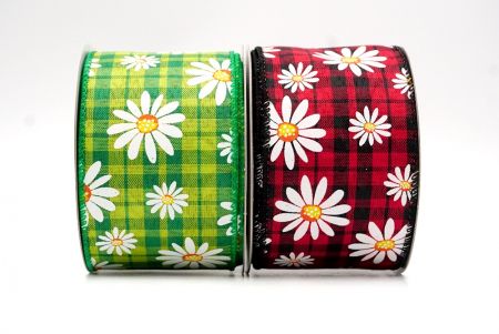 White Daisy Flower Wired Ribbon_KF8526.KF8527.KF8528.KF8529