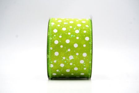 Apple Green Polka Dots Design Wired Ribbon_KF8533GC-15-190