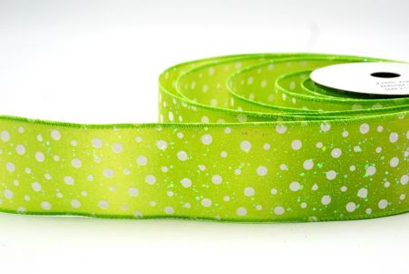 Apple Green Polka Dots Design Wired Ribbon_KF8533GC-15-190