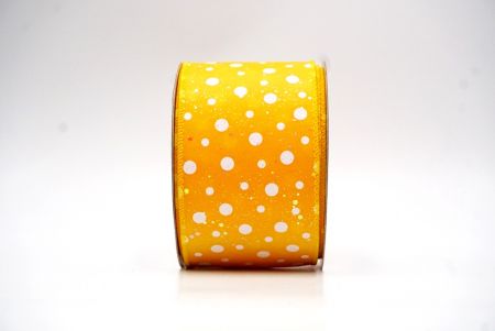 Yellow Polka Dots Design Wired Ribbon_KF8533GC-6-6