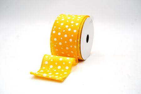 Yellow Polka Dots Design Wired Ribbon_KF8533GC-6-6