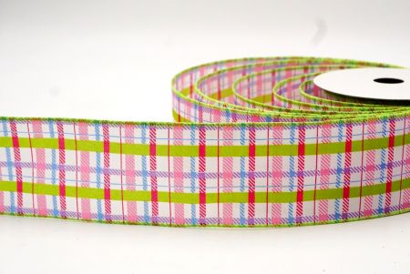 Apple green Spring Plaid Wired Ribbon_KF8534GC-15-190