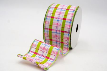 Apple green Spring Plaid Wired Ribbon_KF8534GC-15-190