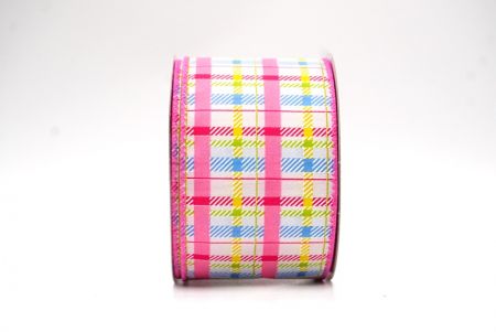 Pink Spring Plaid Wired Ribbon_KF8534GC-5-218