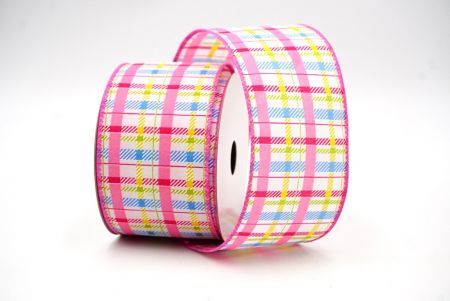 Pink Spring Plaid Wired Ribbon_KF8534GC-5-218