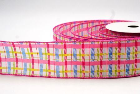 Pink Spring Plaid Wired Ribbon_KF8534GC-5-218