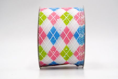 Pink/Green/Blue_Sparkling Diamond Pattern Wired Ribbon_KF8536GN-3