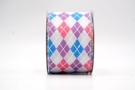 Pink/Purple/Blue_Sparkling Diamond Pattern Wired Ribbon_KF8536GN-4