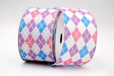 Pink/Purple/Blue_Sparkling Diamond Pattern Wired Ribbon_KF8536GN-4