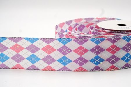 Pink/Purple/Blue_Sparkling Diamond Pattern Wired Ribbon_KF8536GN-4