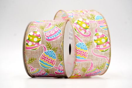 Khaki_Festive Easter Egg Wired Ribbon_KF8537GC-13-183