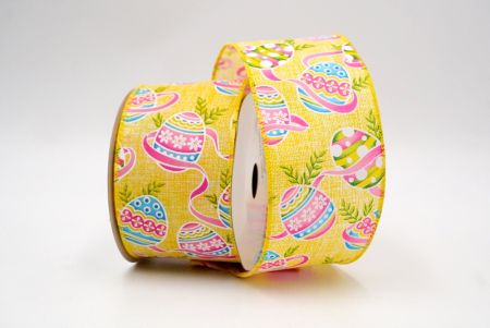 Yellow_Festive Easter Egg Wired Ribbon_KF8537GC-6-6