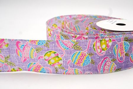 Purple_Glittery Festive Easter Egg Wired Ribbon_KF8538GN-11