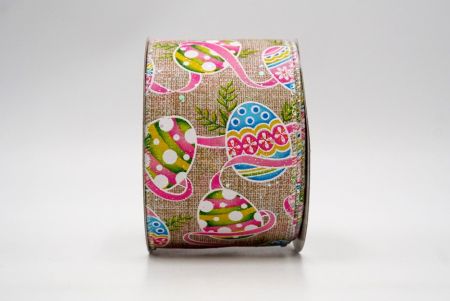 Khaki_Glittery Festive Easter Egg Wired Ribbon_KF8538GN-13