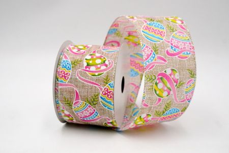 Khaki_Glittery Festive Easter Egg Wired Ribbon_KF8538GN-13