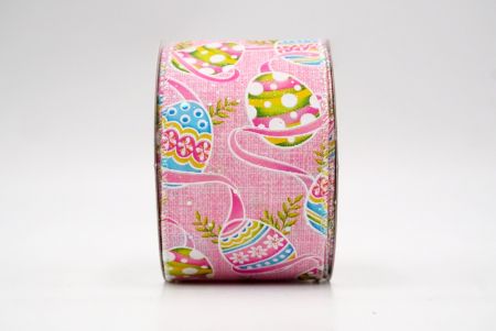 Pink_Glittery Festive Easter Egg Wired Ribbon_KF8538GN-5