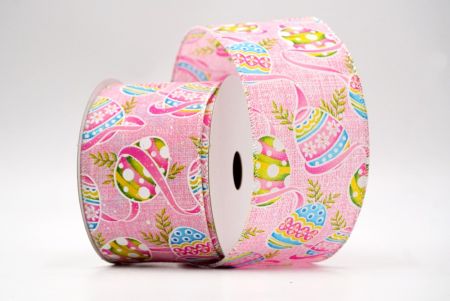 Pink_Glittery Festive Easter Egg Wired Ribbon_KF8538GN-5