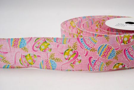 Pink_Glittery Festive Easter Egg Wired Ribbon_KF8538GN-5