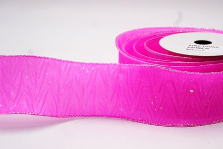 Nastro di Raso a Molla Solido Multicolore con Glitter Rosa Fucsia_KF8540GN-40