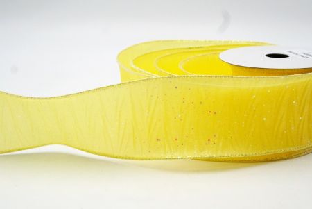 Nastro di Raso a Molla Solido Multicolore con Glitter Giallo_KF8540GN-6