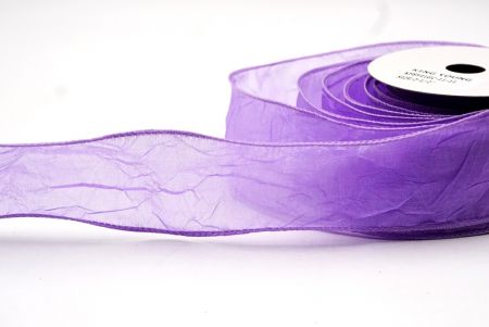 Purple Solid Spring Crumpled Design Wired Ribbon_KF8541GC-11-11