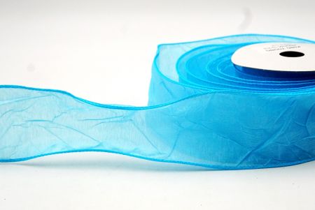 Blue Solid Spring Crumpled Design Wired Ribbon_KF8541GC-12-213