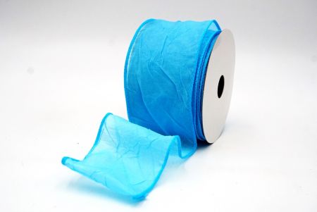 Blue Solid Spring Crumpled Design Wired Ribbon_KF8541GC-12-213