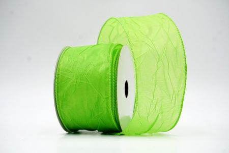 Apple Green Solid Spring Crumpled Design Wired Ribbon_KF8541GC-15-190