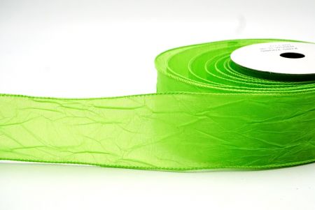 Apple Green Solid Spring Crumpled Design Wired Ribbon_KF8541GC-15-190