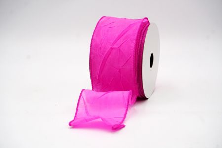 Hot Pink Solid Spring Crumpled Design Wired Ribbon_KF8541GC-40-40