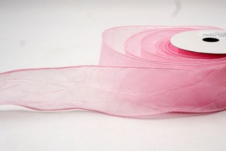 Light Pink Solid Spring Crumpled Design Wired Ribbon_KF8541GC-5-5