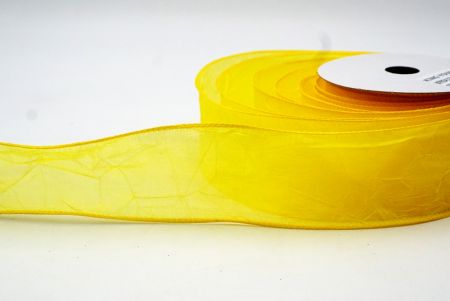 Yellow Solid Spring Crumpled Design Wired Ribbon_KF8541GC-6-6