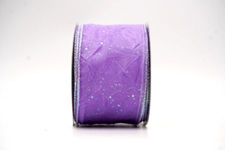 Purple Glitter Solid Spring Crumpled Design Wired Ribbon_KF8542GN-11