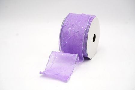 Purple Glitter Solid Spring Crumpled Design Wired Ribbon_KF8542GN-11