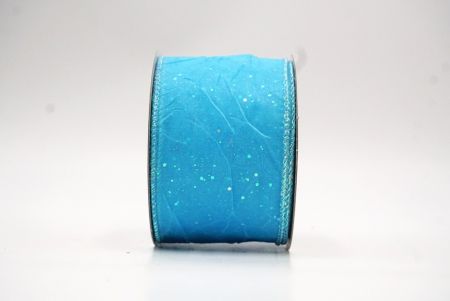 Blue Glitter Solid Spring Crumpled Design Wired Ribbon_KF8542GN-12