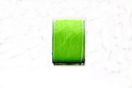 Appel Groene Glitter Effen Lente Gekreukt Ontwerp Bedraad Lint_KF8542GN-15