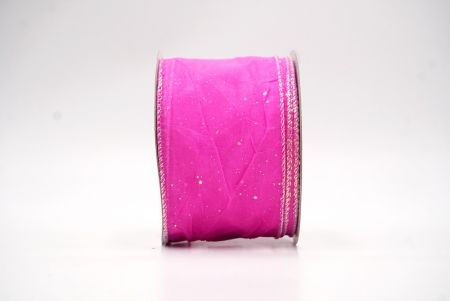 Nastro metallico con design a grinze primaverili in glitter fucsia_KF8542GN-40