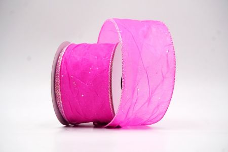 Nastro metallico con design a grinze primaverili in glitter fucsia_KF8542GN-40