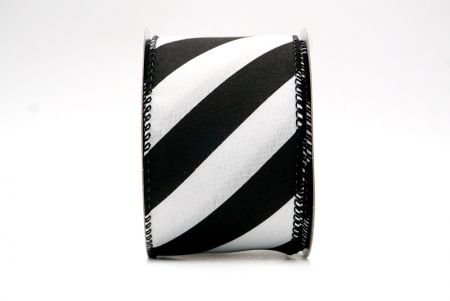 Black_Diagonal Stripe and Plaid Wired Ribbon_KF8548GC-53-53