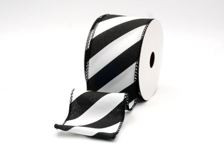 Black_Diagonal Stripe and Plaid Wired Ribbon_KF8548GC-53-53