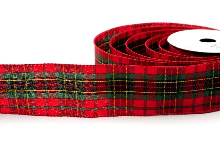 Red_Diagonal Stripe and Plaid Wired Ribbon_KF8549GC-7-7